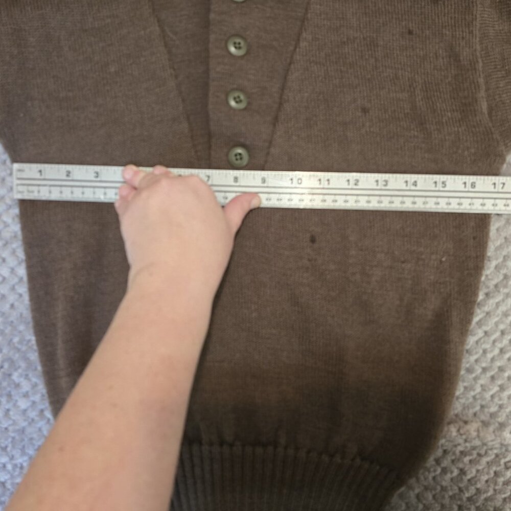 Vtg Military Sweater Mens M Olive Drab US Navy 100% Wool Pullover Button Front - Picture 3 of 6